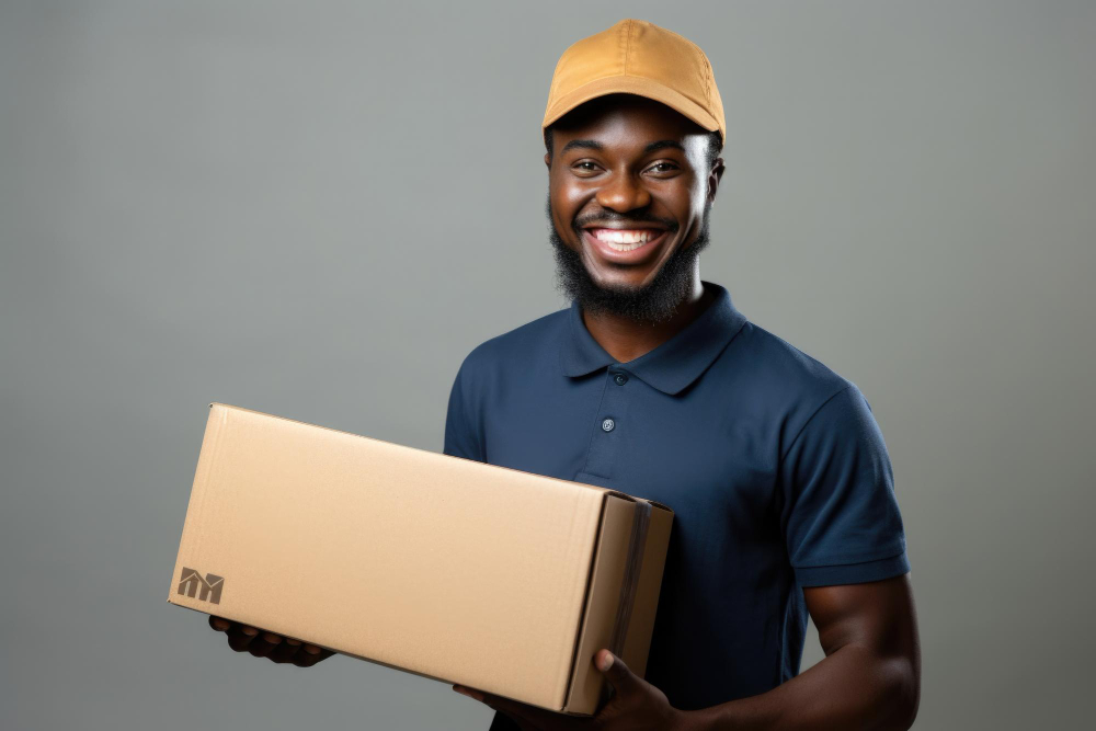 Courier delivering groceries